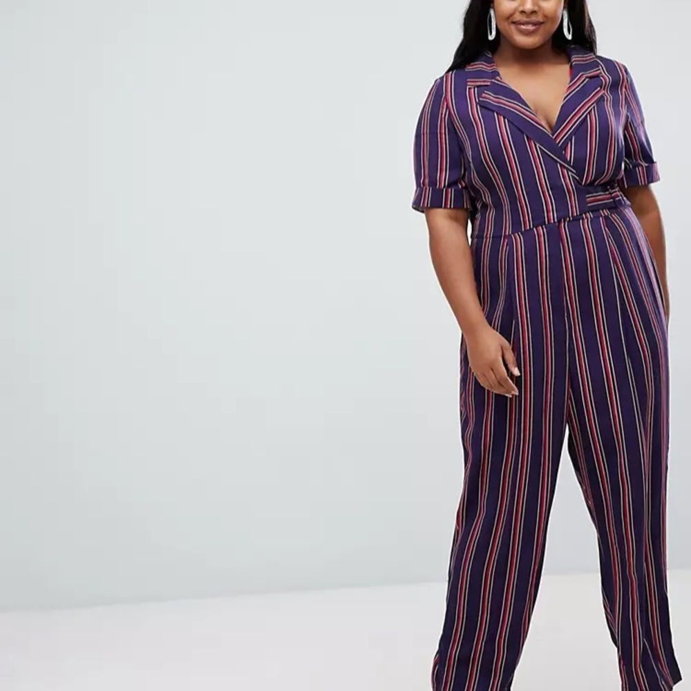 Wrap Jumpsuit With Self Buckle In Stripe